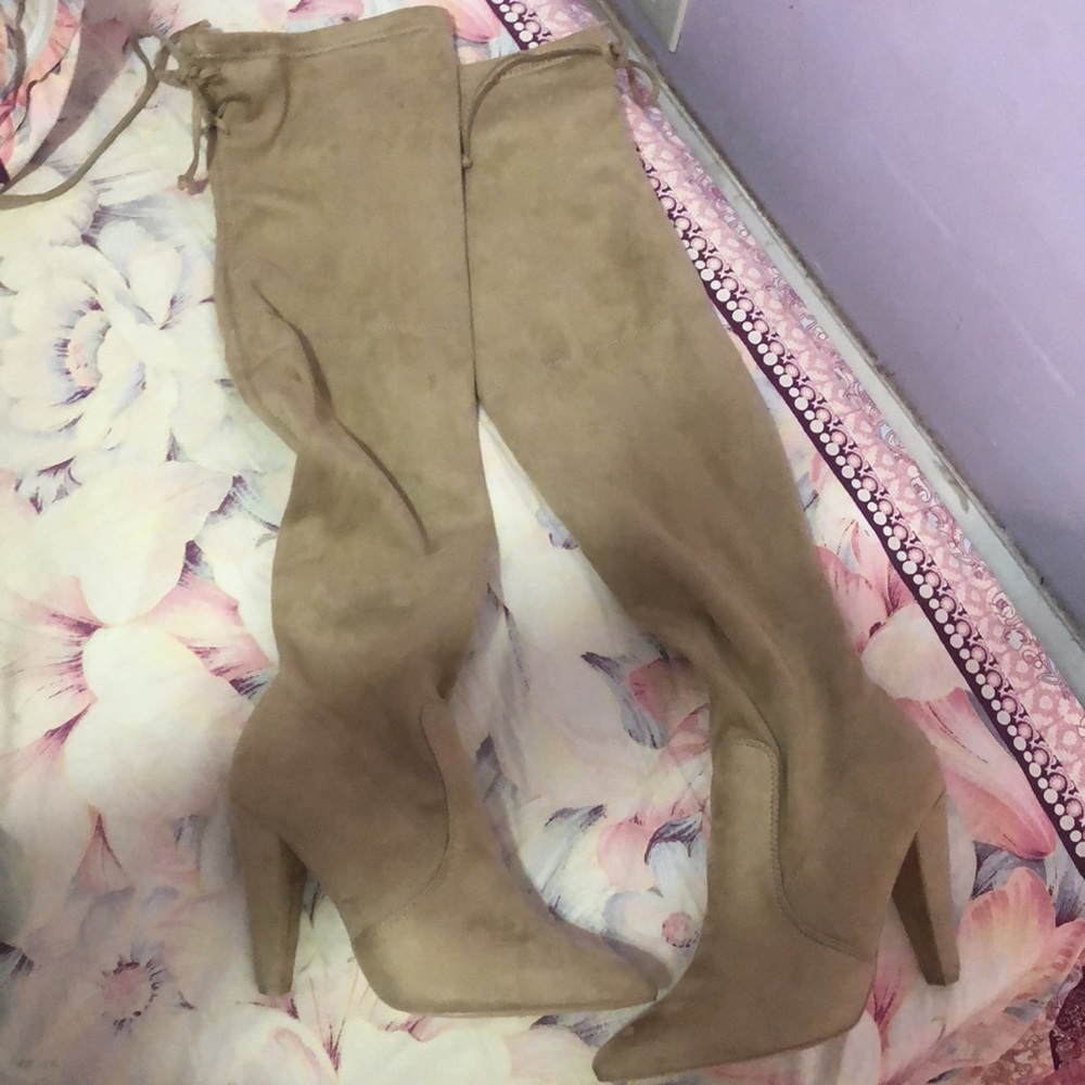 Cute tan forever 21 thigh high heel boots